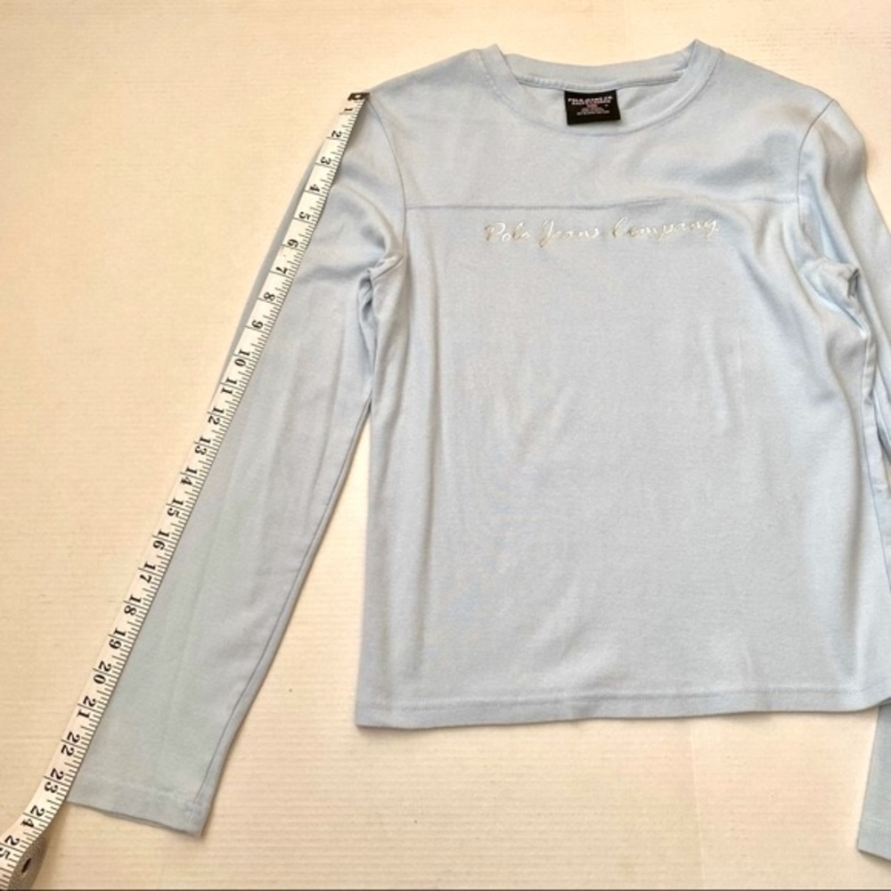 Polo Jeans Co Ralph Lauren Women's blue long-sleeved embellished T-shirt Size M - Picture 5 of 8